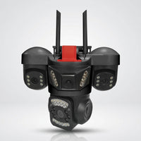 Cámara de Seguridad WiFi 4K 3 en 1 — 3 Lentes + 2 Cámaras Laterales Ajustables, Visión Nocturna Color miniatura 1