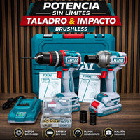Combo TOTAL 100% Original | Llave de Impacto 405Nm + Taladro 66Nm + 1 Año de Garantia miniatura 7