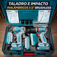Combo TOTAL 100% Original | Llave de Impacto 405Nm + Taladro 66Nm + 1 Año de Garantia miniatura 6
