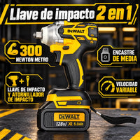 Combo DeWALT 4 Herramientas Brushless 128V | Rotomartillo + Llave de Impacto + Taladro + Pulidora | 6 Baterías 5.0 Ah + 2 Cargadores miniatura 9