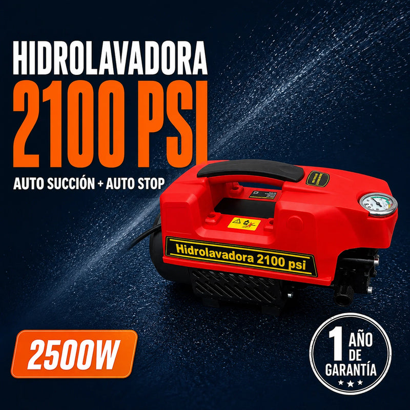 Hidrolavadora Profesional 2100 PSI 2500W — Auto Succión + Auto Stop | 1 Año de Garantía foto 1