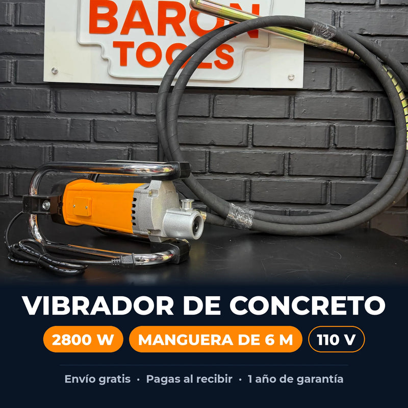 Vibrador de Concreto Industrial tipo DeWALT 2800W ZIN-160 | Manguera de 6 m | 110 V | 4.300 r/min | 1 Año de Garantía foto 5