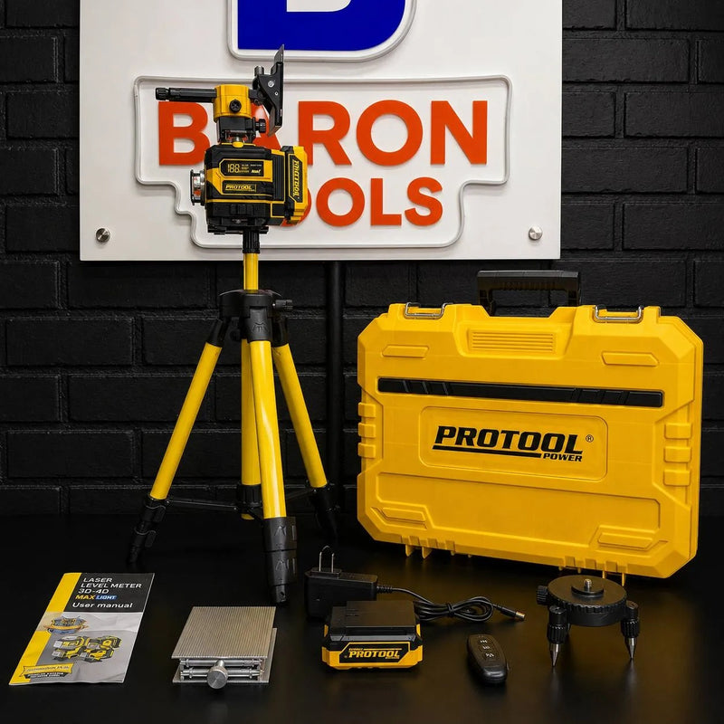 Nivel Láser PROTOOL 16 Líneas 4x360° Autonivelante – Láser Verde con Trípode y Estuche foto 2