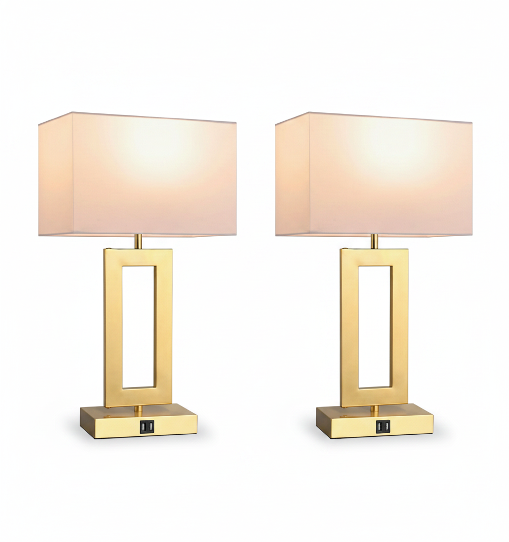 Set de 2 lámparas táctiles doradas - en uso