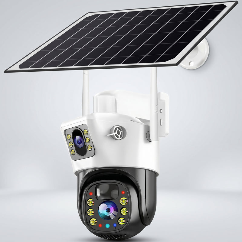 Cámara de Seguridad Solar 2 en 1 Doble Lente 4K — PTZ 355° Visión Nocturna Color foto 1