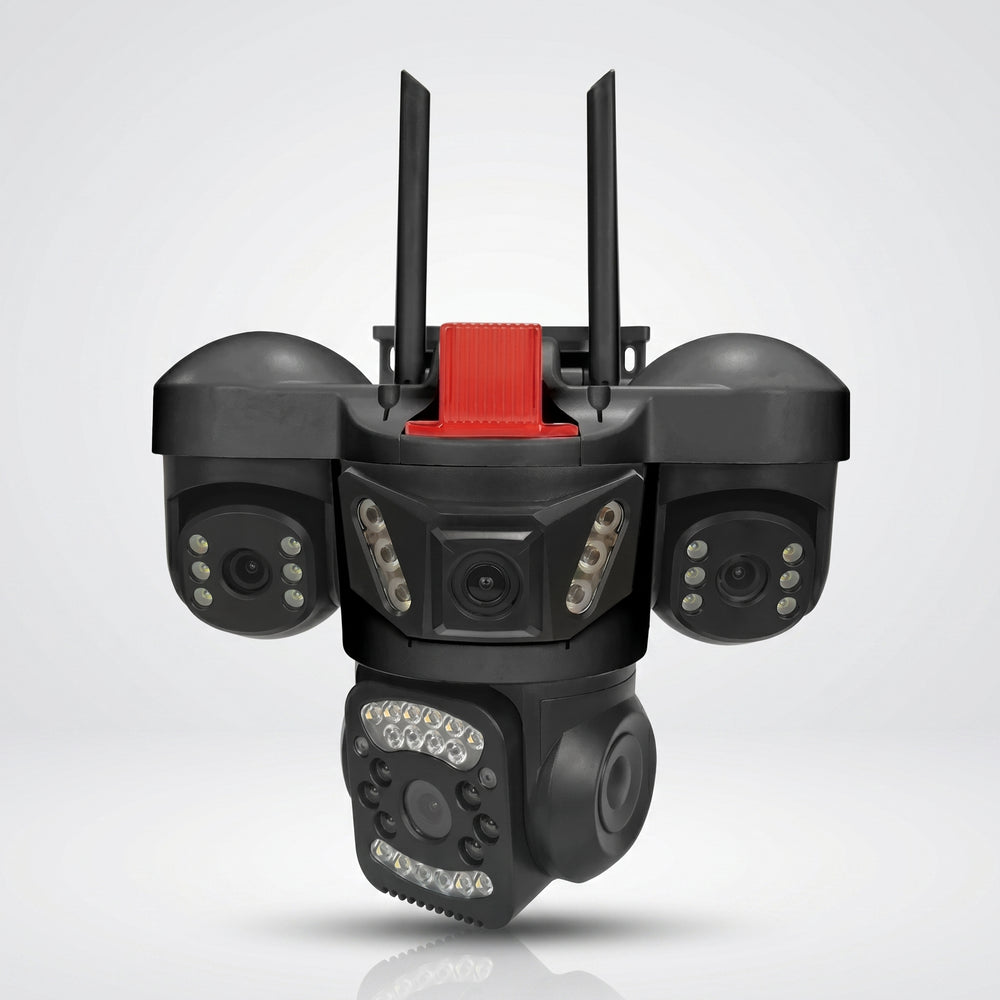 Cámara de Seguridad WiFi 4K 3 en 1 — 3 Lentes + 2 Cámaras Laterales Ajustables, Visión Nocturna Color - 1