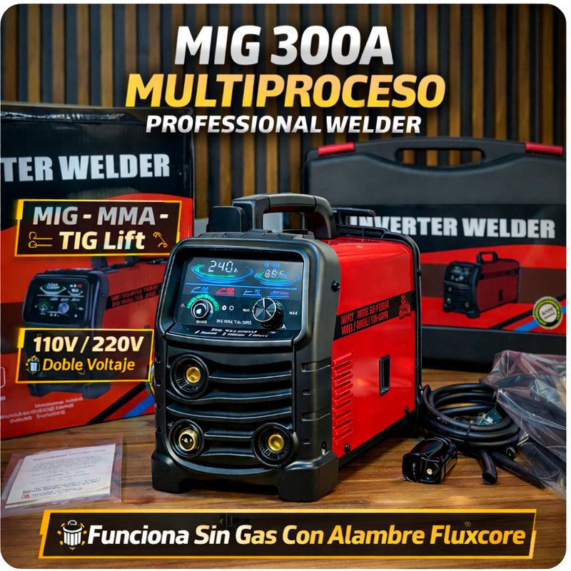 Soldador Inversor MIG 300A Multiproceso 110/220V — MIG + MMA + TIG Lift foto 4