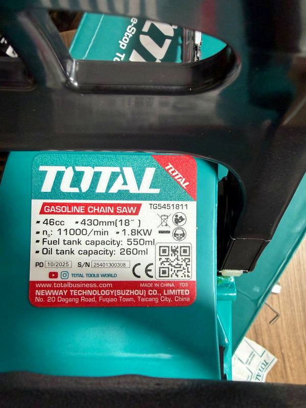 Motosierra TOTAL a Gasolina 46cc 18" — 2.4 HP Profesional (TG5451811) foto 12