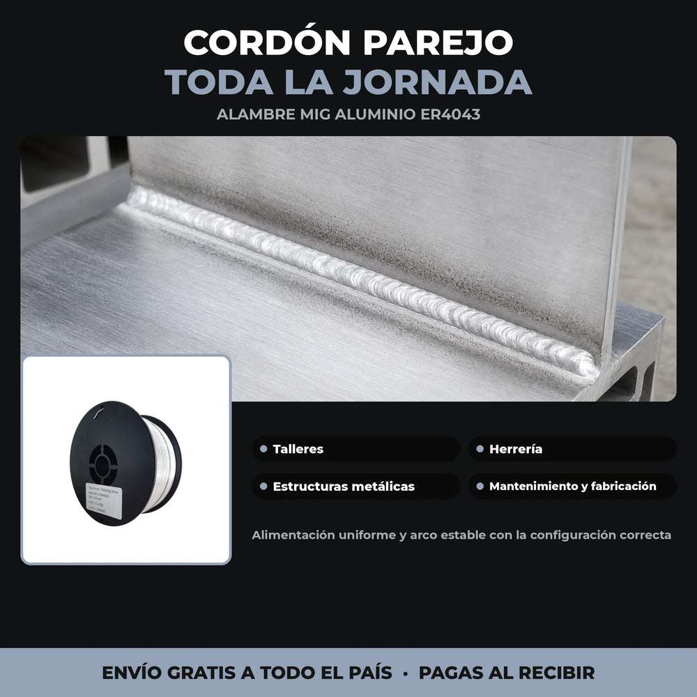 Rollo Alambre MIG Aluminio ER4043 0,5 kg | 0,9 mm | Carrete Compacto - 2