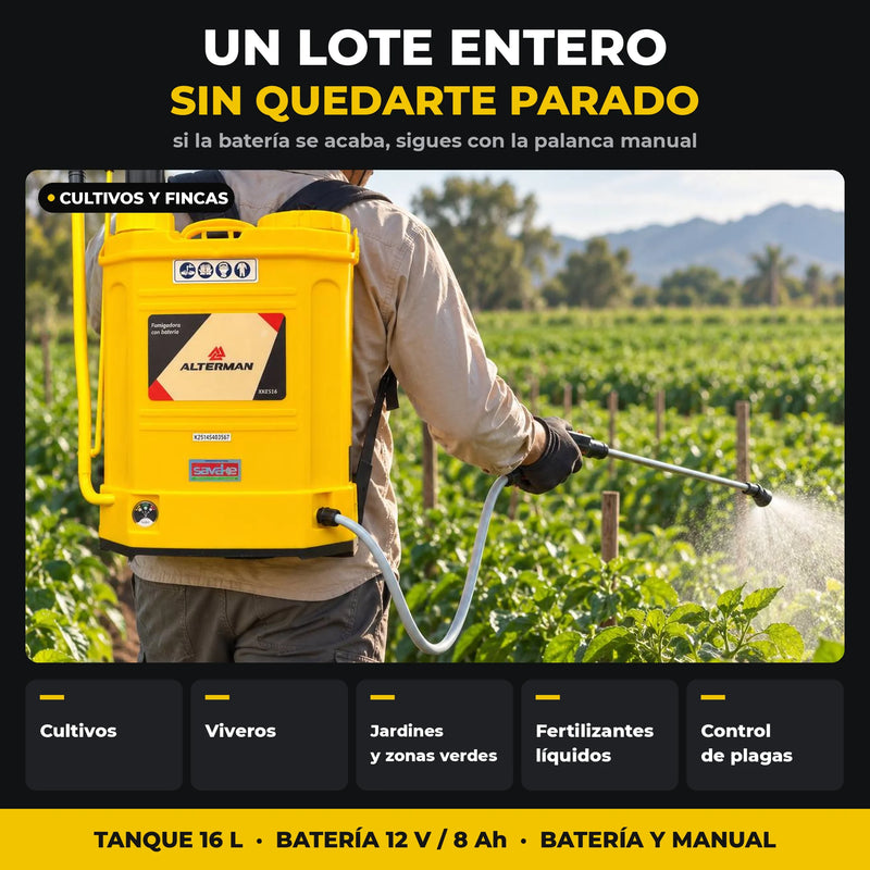 Fumigadora ALTERMAN XKES16 16 L | Batería y Manual | Batería 12V 8Ah | Autonomía hasta 6 h | Tipo Mochila | 1 Año de Garantía foto 2
