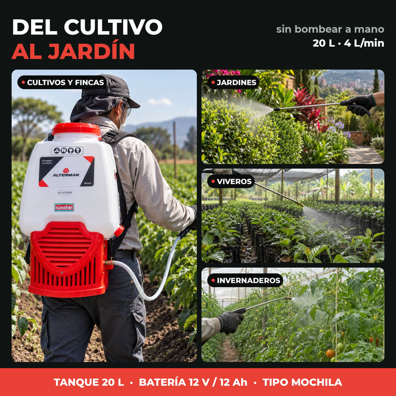 Fumigadora a Batería ALTERMAN XKES20 20 L | Batería 12V 12Ah | Caudal 4 L/min | Tipo Mochila | 1 Año de Garantía foto 2