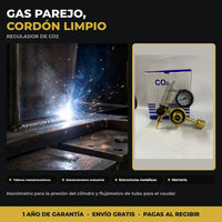 Regulador de CO₂ con Manómetro y Flujómetro | Para Soldadura MIG/MAG | Conexión Estándar | 1 Año de Garantía miniatura 2