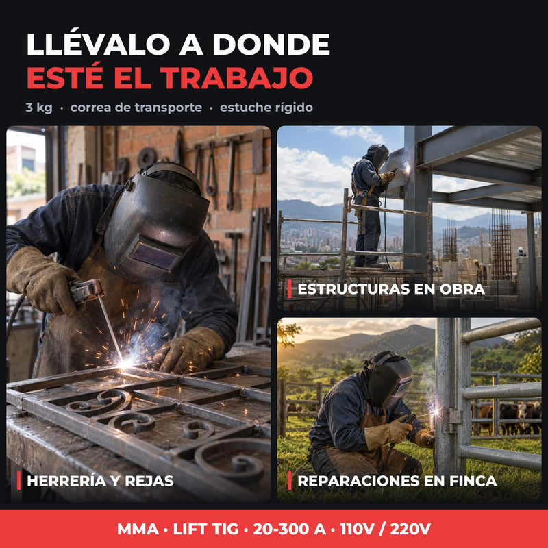 Soldador Inversor 300 AMP | MMA + LIFT TIG | Quema 6011, 6013 y 7018 | Bifásico 110V/220V | 2 Años de Garantía foto 2