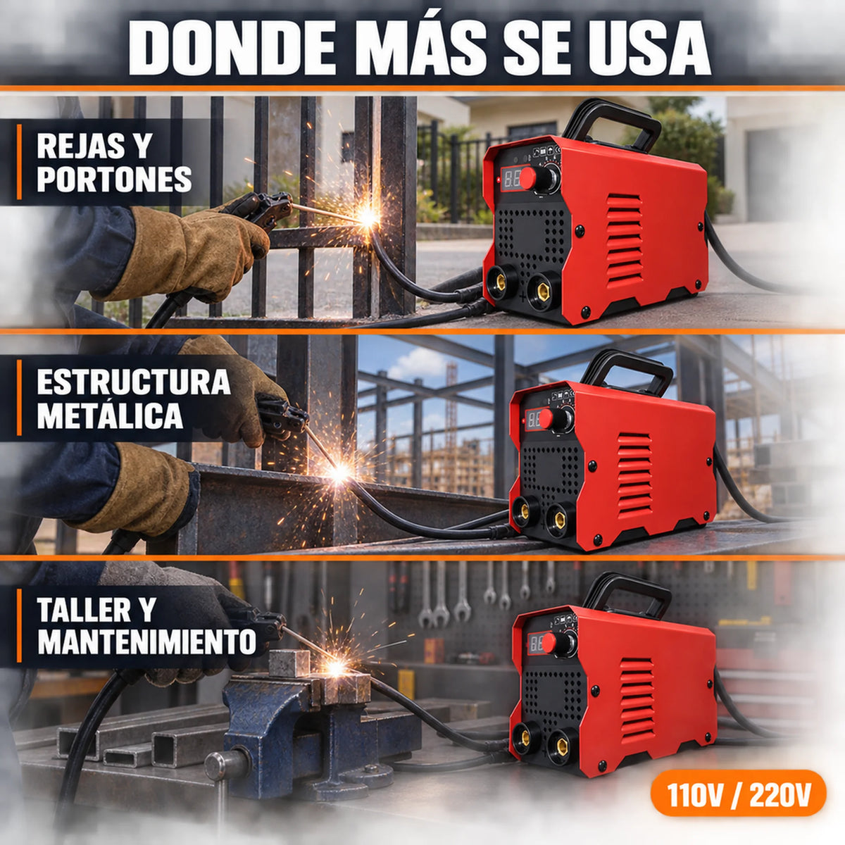 Soldador Inversor RX Max Power MMA-300 Mini Rojo | 300 A | 110V/220V | IGBT Inverter | Estuche y 2 Caretas | 2 Años de Garantía