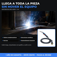 Antorcha MIG/MAG AK25 Industrial 3 m | Borne Europeo | Hasta 230 A con CO₂ | Consumibles 25AK | 1 Año de Garantía miniatura 2