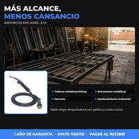 Antorcha MIG/MAG AK25 Industrial 5 m | Borne Europeo | Hasta 230 A con CO₂ | Consumibles 25AK | 1 Año de Garantía miniatura 2