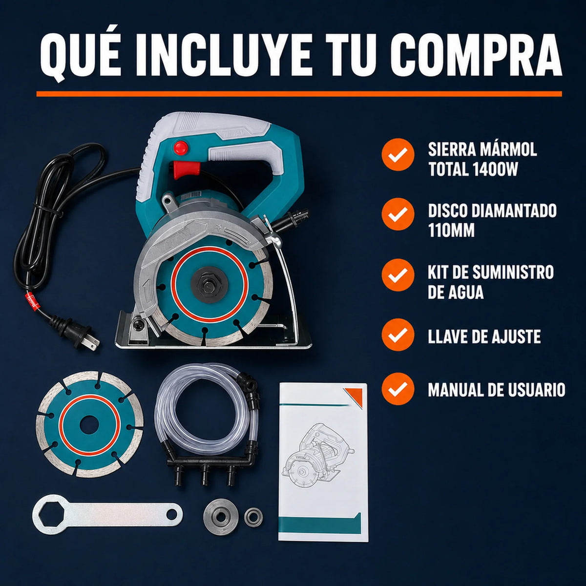 Sierra Cortadora de Mármol TOTAL 1400W - en uso