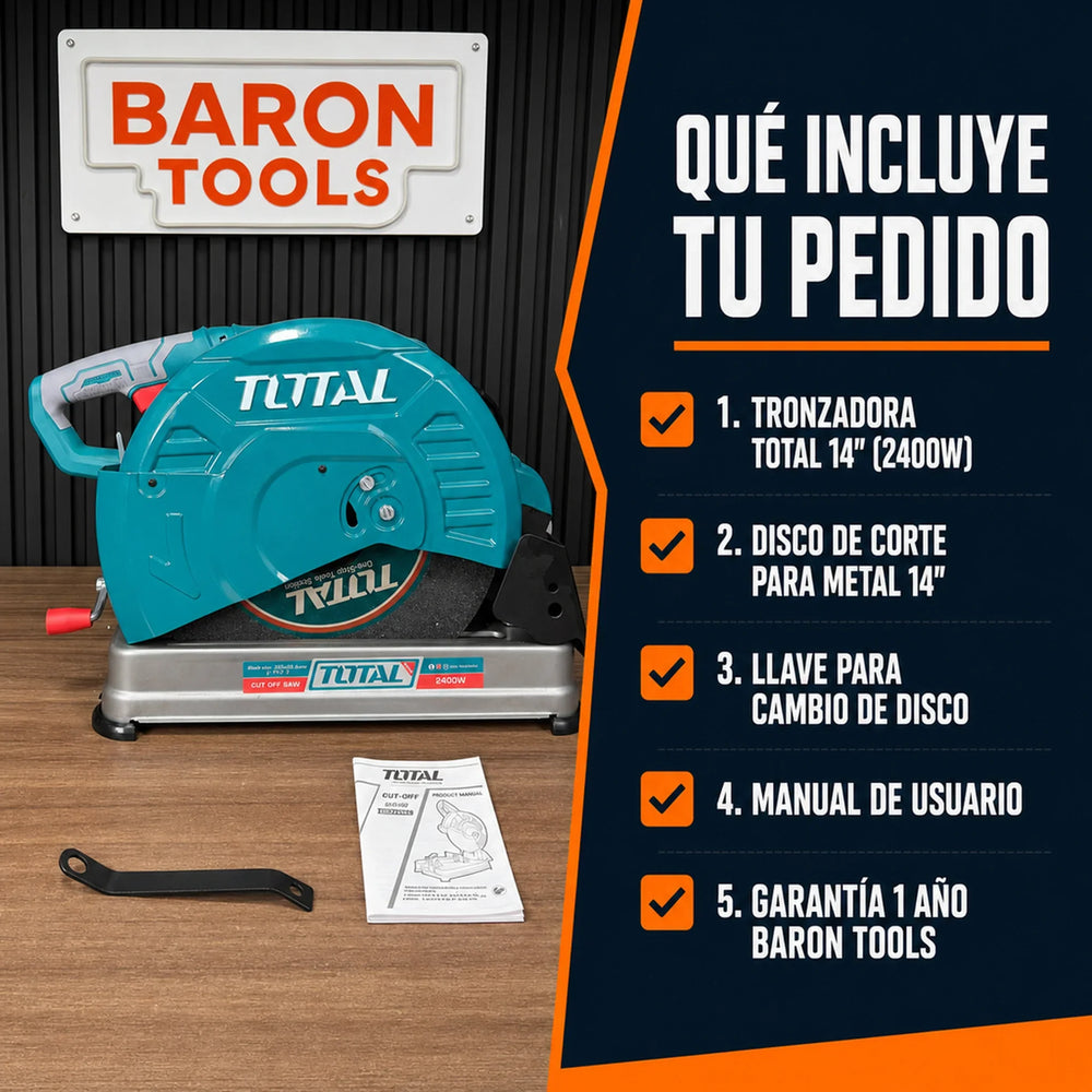 Tronzadora Industrial TOTAL 14” 2400W | 3900 RPM – Alta Potencia para Corte de Metal – 1 Año de Garantía - 9