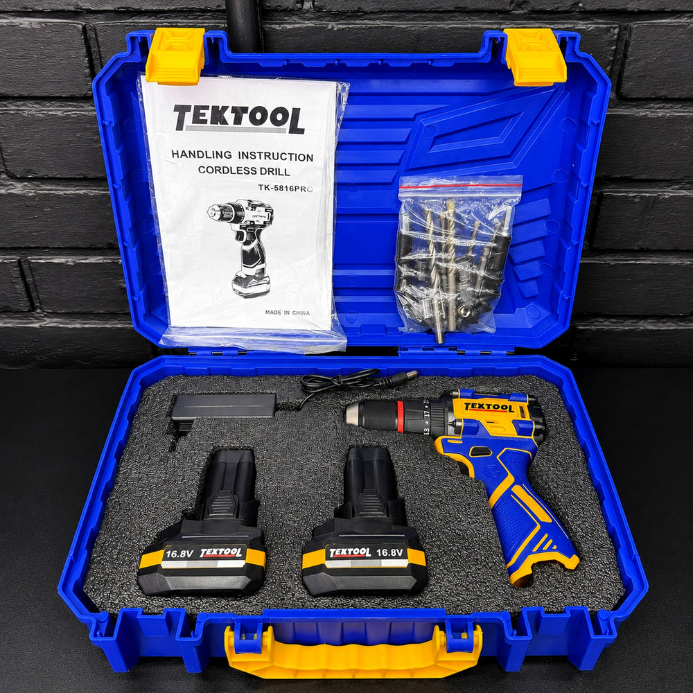 Taladro Atornillador Inalámbrico TEKTOOL TK-5816PRO 16.8V Brushless — 40 N·m, Mandril 1/2" y 2 Baterías - 5
