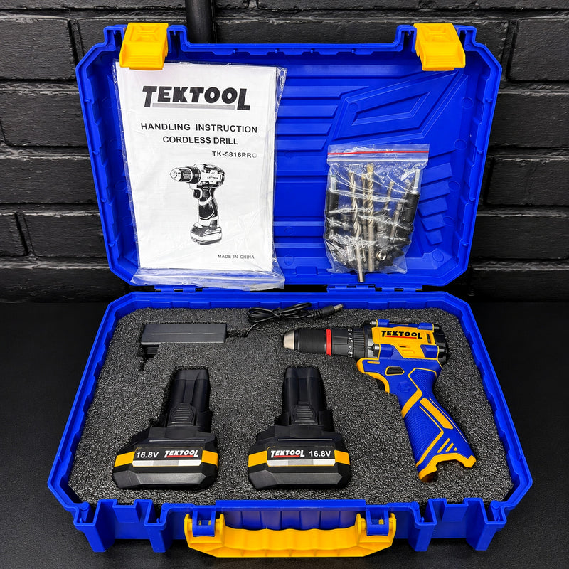 Taladro Atornillador Inalámbrico TEKTOOL TK-5816PRO 16.8V Brushless — 40 N·m, Mandril 1/2" y 2 Baterías foto 3