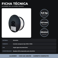 Rollo Alambre MIG Aluminio ER4043 0,5 kg | 0,9 mm | Carrete Compacto miniatura 3