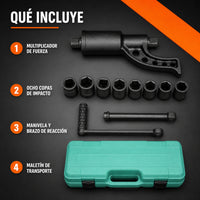 Multiplicador de Fuerza TEKTOOL 4.800 N·m — Afloja Tuercas de Camión y Maquinaria sin Aire ni Electricidad | 8 Copas y Maletín miniatura 6
