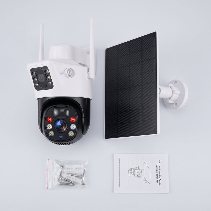 Cámara de Seguridad Solar 2 en 1 Doble Lente 4K — PTZ 355° Visión Nocturna Color foto 3