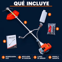 Guadaña Desbrozadora TEKTOOL TK-550 a Gasolina 52cc — 1.75 kW y 7.000 RPM | Manillar Tipo Bicicleta y 1 Año de Garantía miniatura 5