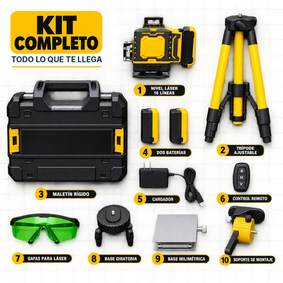 Nivel Láser DeWALT 16 Líneas Verdes 4x360° – Autonivelante con Trípode y Maletín - en uso