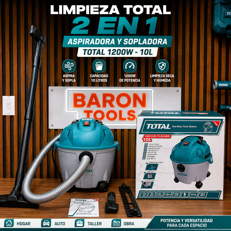 Aspiradora y Sopladora TOTAL 1200W 10L — Seco / Húmedo / Soplar (2 en 1) foto 2