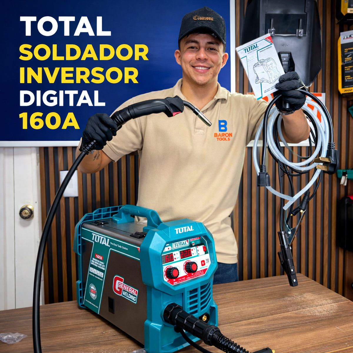 Soldador Inversor Digital TOTAL 160A UTW216059 — MMA + TIG Lift IGBT - en uso