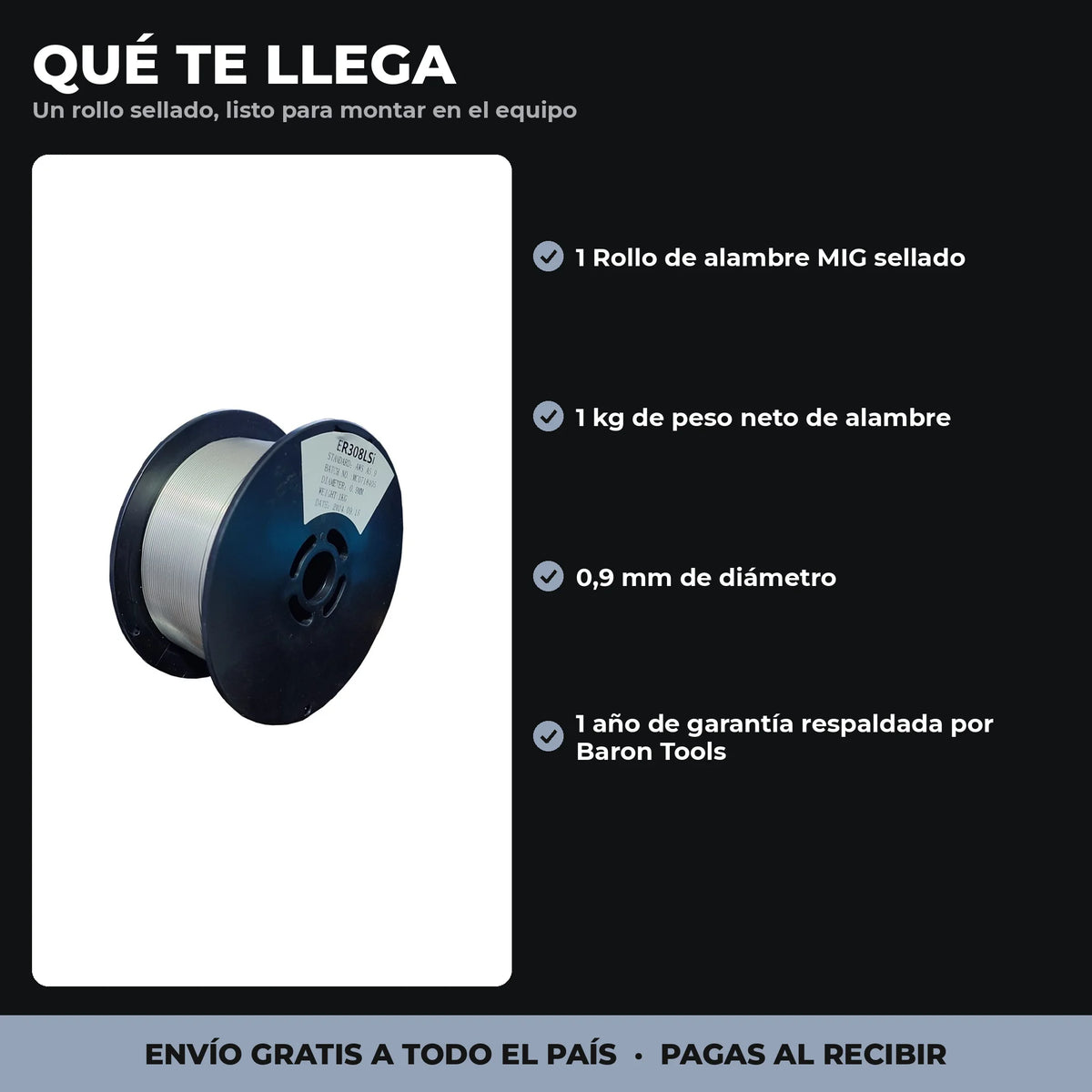Rollo Alambre MIG Acero Inoxidable ER308LSi 1 kg | 0,9 mm | Sólido | Para Gas de Protección - en uso