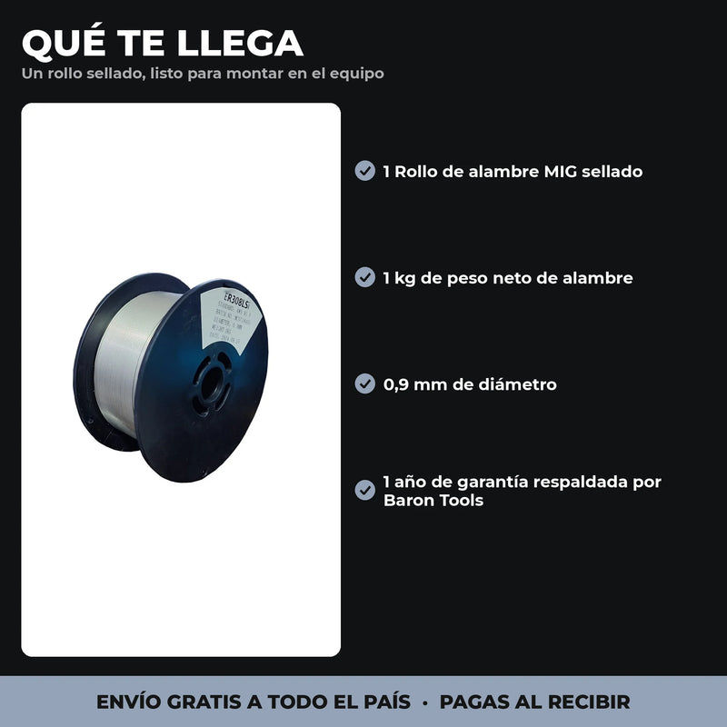 Rollo Alambre MIG Acero Inoxidable ER308LSi 1 kg | 0,9 mm | Sólido | Para Gas de Protección foto 4