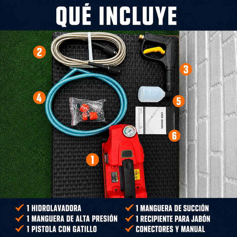 Hidrolavadora Profesional 2100 PSI 2500W — Auto Succión + Auto Stop | 1 Año de Garantía foto 4
