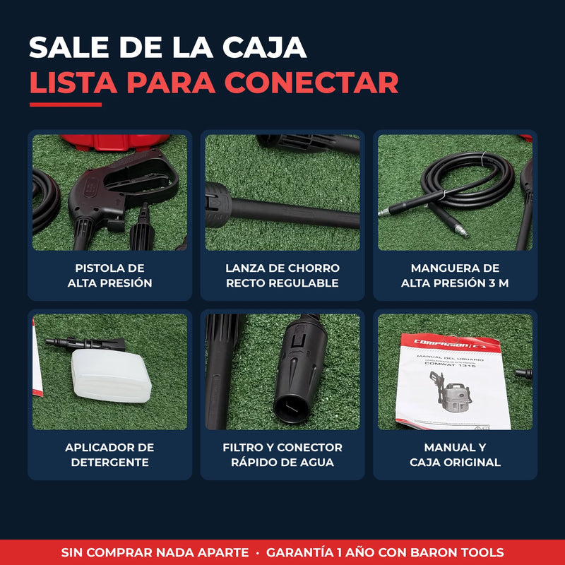Hidrolavadora Eléctrica Companion C3 COMWAT 1315 — 1500 PSI · 1400W con Kit Completo foto 4