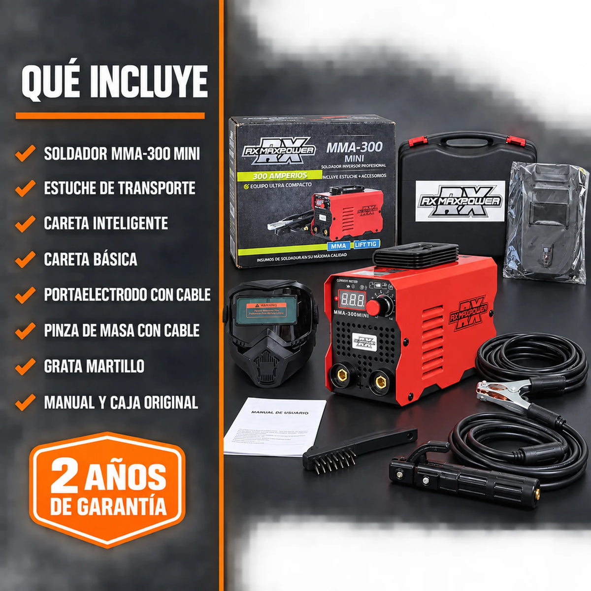 Soldador Inversor RX Max Power MMA-300 Mini Rojo | 300 A | 110V/220V | IGBT Inverter | Estuche y 2 Caretas | 2 Años de Garantía - en uso
