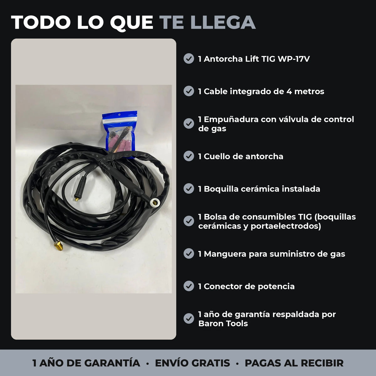 Antorcha Lift TIG WP-17V 4 m | Válvula de Gas en la Empuñadura | Para Equipos Multiproceso | 1 Año de Garantía - en uso