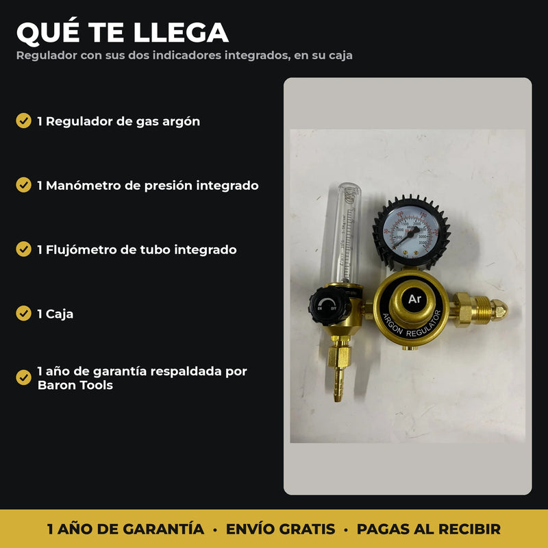 Regulador de Gas Argón con Manómetro y Flujómetro | Para Soldadura MIG y TIG | Conexión Estándar | 1 Año de Garantía foto 4