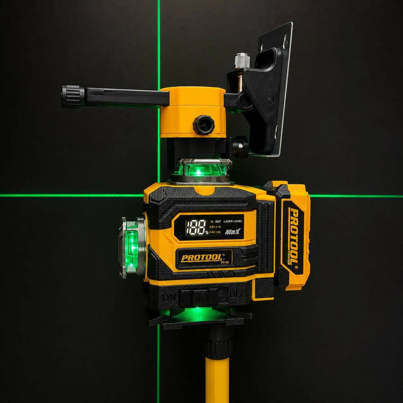 Nivel Láser PROTOOL 16 Líneas 4x360° Autonivelante – Láser Verde con Trípode y Estuche foto 5