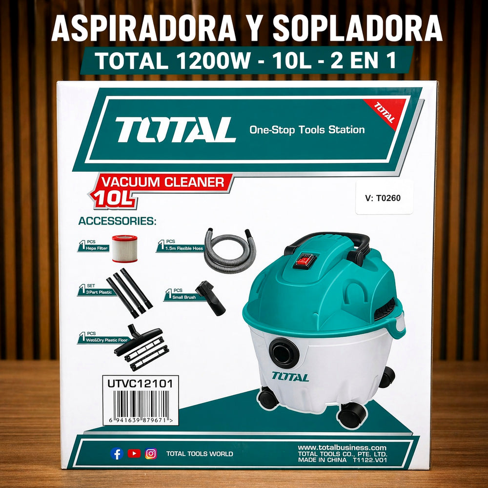 Aspiradora y Sopladora TOTAL 1200W 10L — Seco / Húmedo / Soplar (2 en 1) - 5