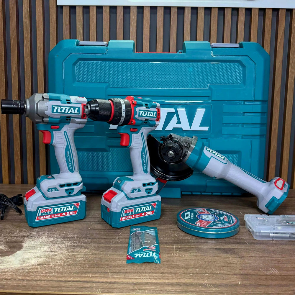 Combo TOTAL 3 en 1 — Taladro 66Nm + Pulidora 1000W + Llave Impacto 400Nm (20V) - 1