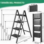 Escalera Plegable 4 Peldaños en Aluminio · Soporta 150kg · Antideslizante y Compacta · Garantía 1 año miniatura 8