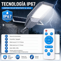 Lámpara Solar Jortan 400W para Exterior – IP67 con Panel y Control Remoto miniatura 9
