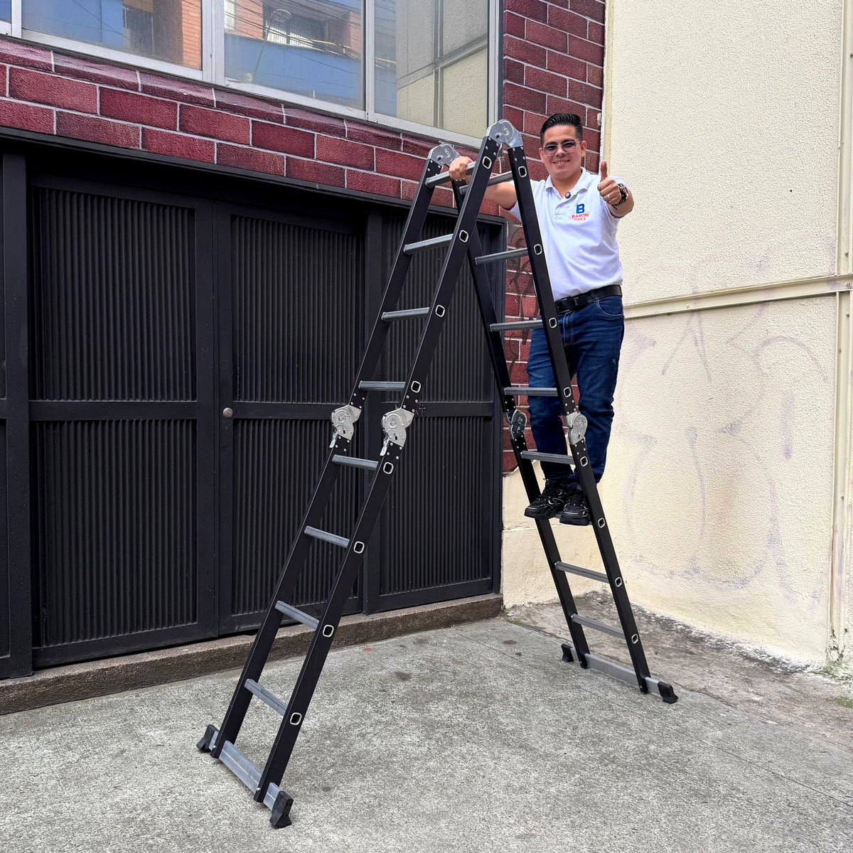 Escalera Multiposiciones de Aluminio Reforzado — 16 Pasos - 7