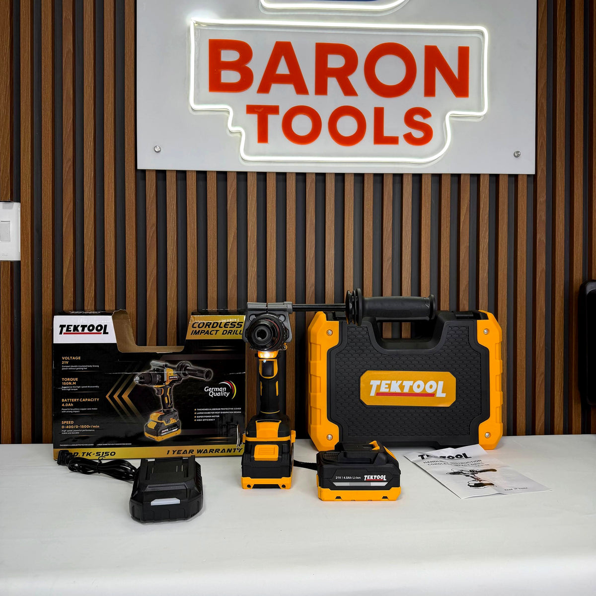 Taladro Industrial TEKTOOL 150 Nm — Brushless con 2 Baterías 4Ah - 6