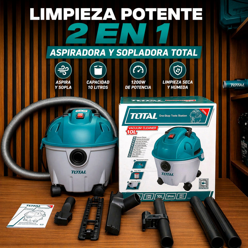 Aspiradora y Sopladora TOTAL 1200W 10L — Seco / Húmedo / Soplar (2 en 1) foto 8