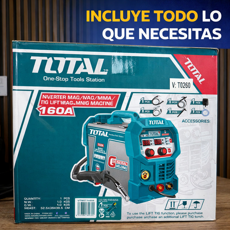 Soldador Inversor Digital TOTAL 160A UTW216059 — MMA + TIG Lift IGBT foto 9