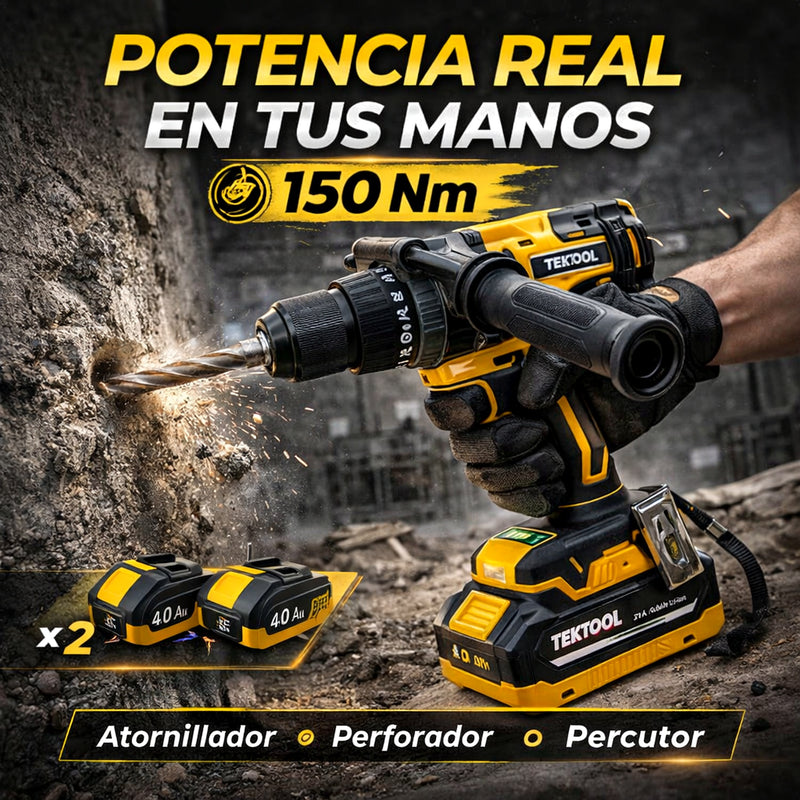 Taladro Industrial TEKTOOL 150 Nm — Brushless con 2 Baterías 4Ah foto 4