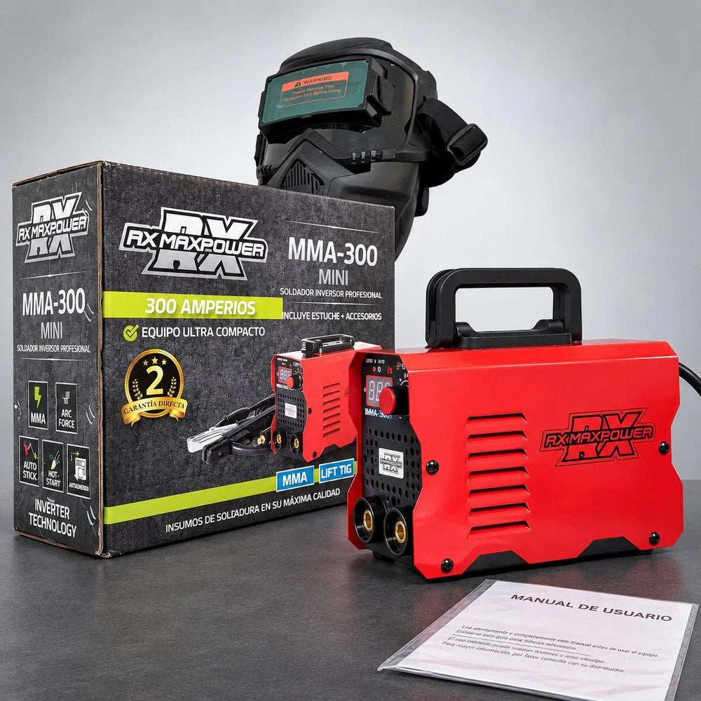 Soldador Inversor RX Max Power MMA-300 Mini Rojo | 300 A | 110V/220V | IGBT Inverter | Estuche y 2 Caretas | 2 Años de Garantía - 6