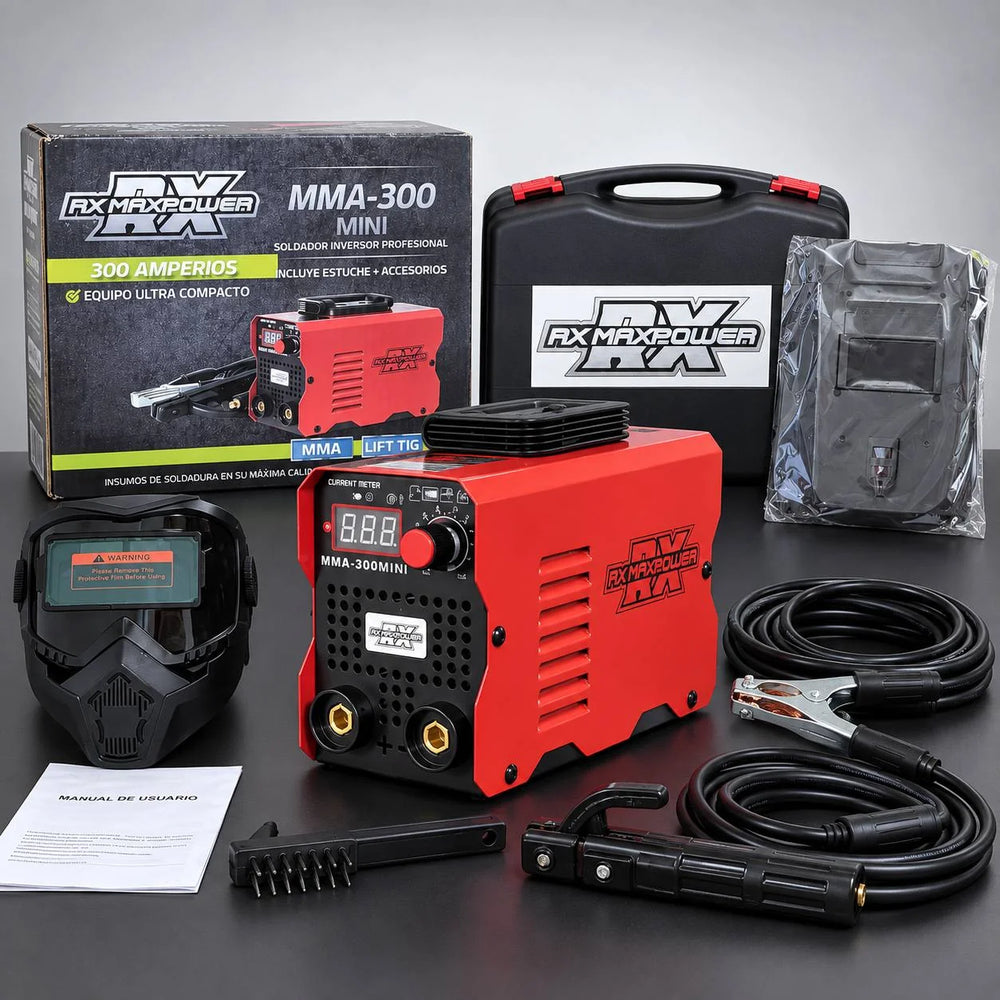 Soldador Inversor RX Max Power MMA-300 Mini Rojo | 300 A | 110V/220V | IGBT Inverter | Estuche y 2 Caretas | 2 Años de Garantía - 5